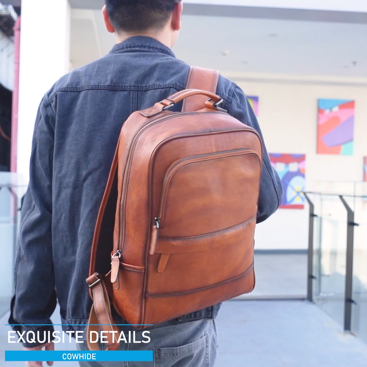 MARRANT Herren Lederruckscke Groe Kapazitt Business-Reiserucksack 15,6  Zoll Laptop-Tasche Luxus Herren Echtleder-Rucksack