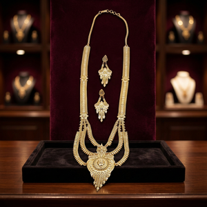 Vente de gros Bijoux fantaisie 14K 18K 24K plaqué or formant ensemble de bijoux longs, bijoux longs traditionnels, bijoux en laiton plaqué or. - Product Image 2