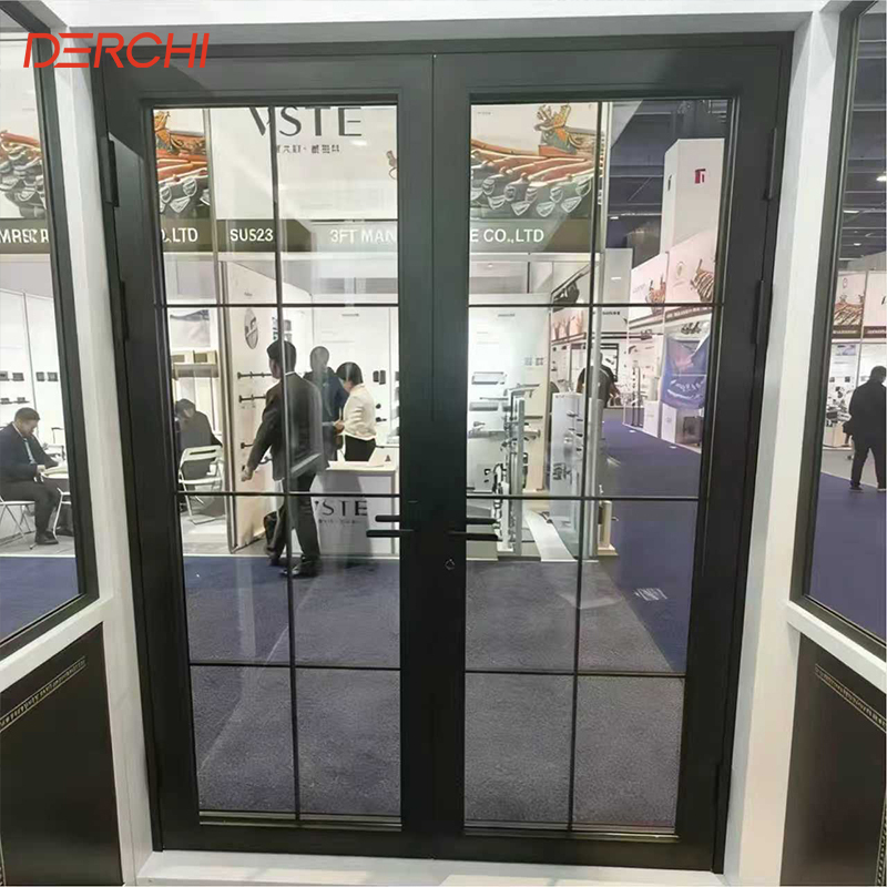 DERCHI Light Single Door Wrought Iron Modern Luxury French Door Simple Elegant Design Glass Steel Swing Enter Aluminium Doors · image 4