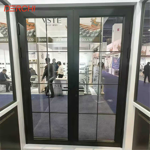 Pintu Tunggal DERCHI dari Besi Tempa Modern Mewah Gaya Prancis Desain Sederhana Elegan Kaca Baja Ayun Masuk Pintu Aluminium - Product Image 4