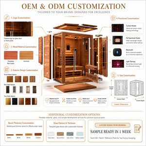 HG Custom 2 Person Home Infrared Canadian Hemlock Red Cedar Wood Cabin with Multiple <b>Heater</b> Panels - Product Image 4