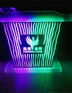 كشك DJ بإضاءة LED مخصصة ألوان كاملة واجهة ديسكو دي جي قابلة للنقل ميهامي نايت كلوب عرض استقبال ضوئي طاولة بار دي جي