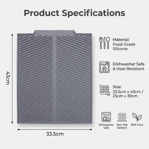 แผ่นรองซิลิโคนกันน้ำกันลื่นสำหรับการอบแห้งและจัดเก็บภาชนะในครัว - Product Image 5