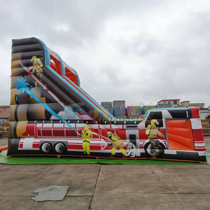 Outdoor commercial party jumpers bounce house toboggan gonflable inflatable fire station <b>slide</b> for kids - Product Image 5