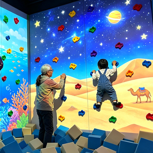 Système de mur d'escalade interactif parent-enfant avec projection pour parc d'attractions, expérience de jeu coopératif, projecteur - Product Image 1