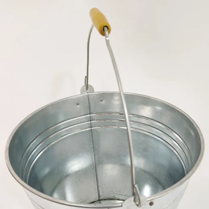 Wholesale Cheap 5L 10L 15L Metal Bucket For Water Garden Galvanized Bucket Pail With Wooden Handle Sliver Iron Flower pot