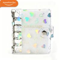 Carnet à anneaux en PVC holographique laser, classeur étanche pour cartes photo, journal personnalisé avec logo A6 A7 M5, cadeau de papeterie