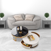 Table basse en marbre, Design en acier, ensemble de meubles de salon en métal nordique, table basse en marbre de luxe moderne