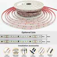 Bande lumineuse LED 220V 110V 8mm 10mm PCB flexible en silicone étanche IP67 haute tension pour projets hôteliers, centres commerciaux et extérieurs