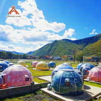 Dôme géodésique préfabriqué rond en polycarbonate PC Kawagebo Kamp (KK) 5,35 m / 17,55 pi 22,5 ㎡   Hôtel-bulles de glamping