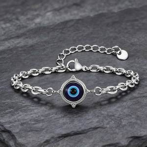 Pulsera <span class=keywords><strong>de</strong></span> Acero Inoxidable 316L con <span class=keywords><strong>Ojo</strong></span> Azul, Unisex, Medallón Nazar, Amuleto <span class=keywords><strong>de</strong></span> Protección, Cadena <span class=keywords><strong>de</strong></span> Eslabones, Joyería Espiritual Impermeable - Product Image 3