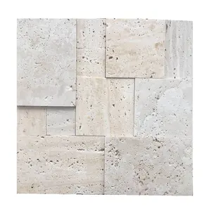 3D 奶油白色骨颜色 Travertine 马赛克瓷砖用于墙壁和地板装饰