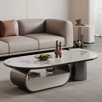 Dubai Design Table basse ovale en marbre haut de gamme Mobilier de salon durable et moderne pour villa, hôtel ou maison