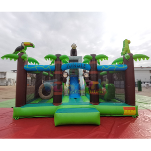Structure gonflable géante pour enfants, château gonflable commercial avec toboggan, thème jungle - Product Image 1