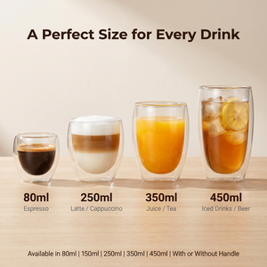 Verres à double paroi, transparents, en verre borosilicate résistant à la chaleur pour café, thé, whisky, cocktails et toutes les boissons - Product Image 3