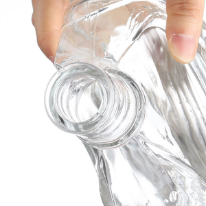 Bouteille à liqueur plate et ronde en cristal blanc transparent, à fond épais, pour gin, brandy XO et vin <span class=keywords><strong>de</strong></span> fruits, bouteille en verre ronde - Product Image 4