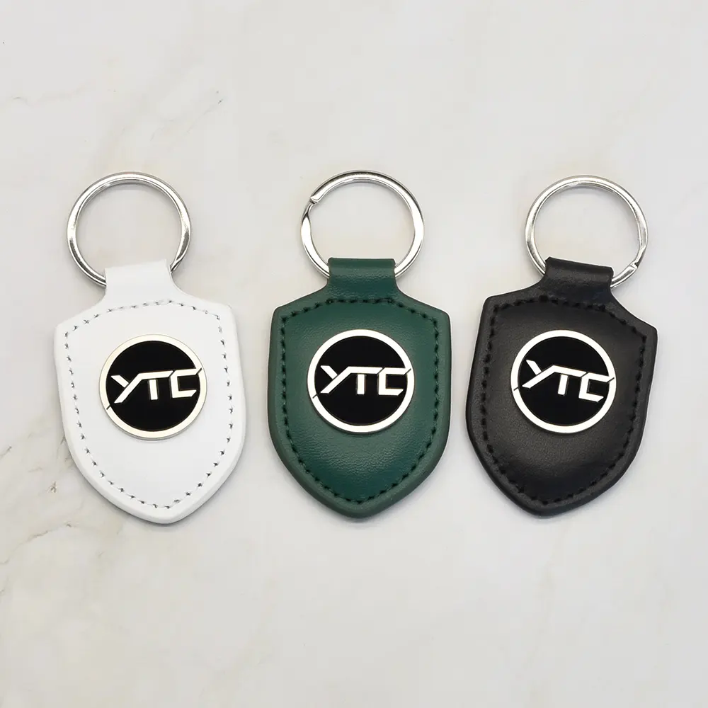 Cá nhân nóng bán da Keychain tùy chỉnh xe logo khắc da Keychain cho món quà