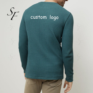 Waffle cálido de fibra de bambú orgánico personalizado tejido de cuello redondo manga larga Activewear transpirable <span class=keywords><strong>sostenible</strong></span> Waffle Hoodie hombres - Product Image 6