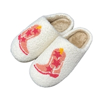 Pantoufles d'hiver pour femmes, style bottes de cowgirl, chaudes et douillettes, en fourrure, pour la maison et la chambre, mignonnes, vente en gros