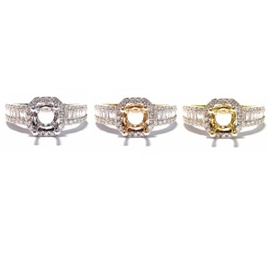 Bague pour femme personnalisée en or blanc 18 carats avec diamant véritable taille brillant, semi-monture, pour mariage, fiançailles, fête ou anniversaire - Product Image 4