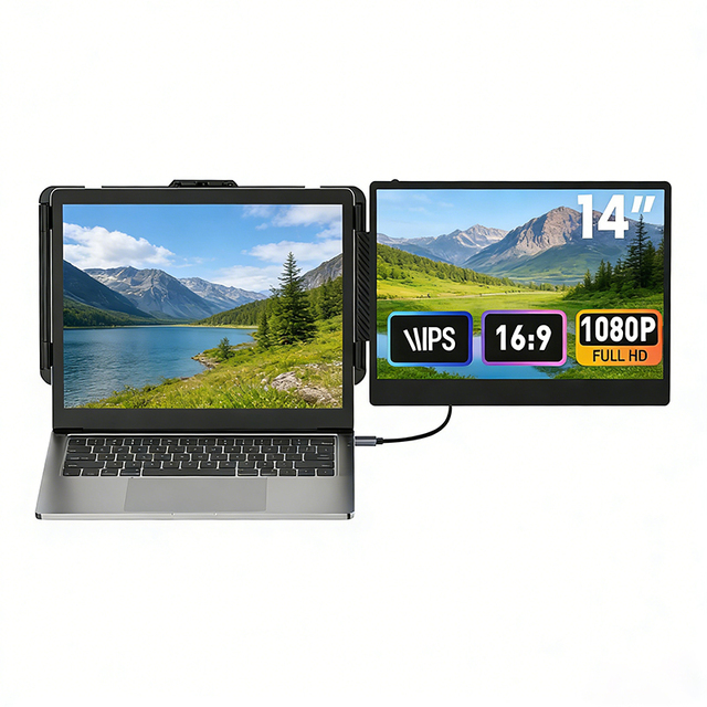 2026 New S1 Portable Monitor for Laptop 14 Inch Laptop Screen Extender FHD 1080P IPS 300nit Dual Screen Built in Speakers