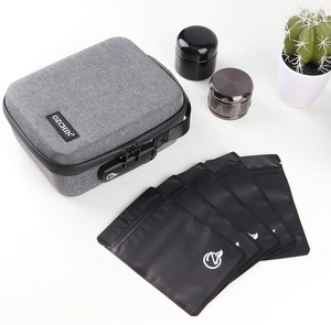 Eva Bag Smell Proof Bag With Lock Activated Carbon Lining Waterproof With Combination Lock Jar Grinder For Weed For Smoking Travel Smell Proof Eva Case Bag