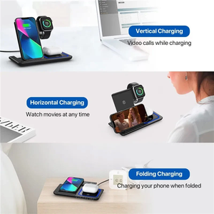 3 trong 1 điện thoại từ sạc không dây đứng Trạm Sạc không dây cho điện thoại không dây sạc <span class=keywords><strong>Dock</strong></span> với LED AirPods - Product Image 6