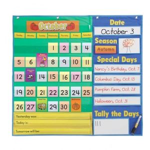 Foldable Classroom Hanging Pocket Chart Back to School Calendar Organizer for Education Teaching Tool with Convenient Bag Use - Product Image 1