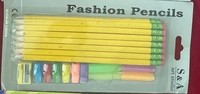 Ensemble de papeterie de 18 pièces, crayons jaunes HB, gommes, taille-crayon, carte blister, fournitures scolaires et artistiques