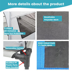 الفاخرة التخييم للماء طوي الشمس حماية مرتفعة سرير كلب مع مظلة - Product Image 4
