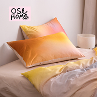 Parure de lit 4 pièces en satin de coton longues fibres, dégradé crème nordique, 60 fils, housse de couette imprimée en pur coton de qualité supérieure