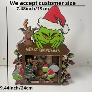 Décoration <span class=keywords><strong>de</strong></span> Noël <span class=keywords><strong>de</strong></span> luxe avec un voleur <span class=keywords><strong>de</strong></span> dessin animé |   Panneau <span class=keywords><strong>de</strong></span> Noël rectangulaire en bois multicouche |   Décoration murale réutilisable « Santa Hat Mischief » - Product Image 3