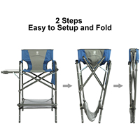 Chaise de directeur haute bleue, hauteur d'assise 30,7 pouces, chaise pliante avec table latérale et porte-gobelets, supporte 350 lb, pour le camping et les activités de plein air