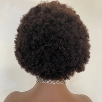 Courte Perruque Cheveux Humains Afro Crépus Bouclés 4C, Afro Crépus Bouclés avec Texture 4C, Ligne de Cheveux Naturelle, Sans Colle, Économique