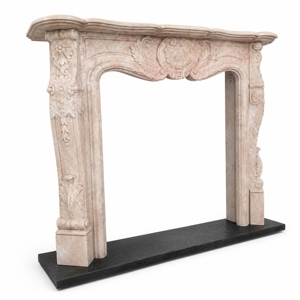 Cheminée en marbre personnalisée, moderne, sculptée à la main, luxueuse, beige, avec manteau de cheminée en marbre et cadre de cheminée en marbre - Product Image 2
