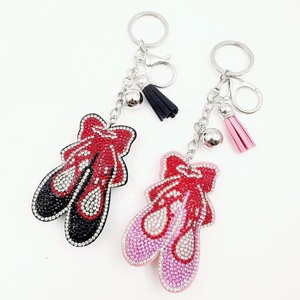 Creative Cartoon Korean Velvet Hot Diamond Embroidered Shoe Keychain Pendant <b>Leather</b> Dance Shoe Bag Hot Crystal <b>Key</b> <b>Chains</b> - Product Image 1