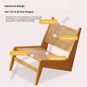 Modern Wabi-Sabi Style Single Sofa <strong>Chair</strong> with <strong>Bamboo</strong> Backrest for Living Room &amp; Balcony - Product Image 5