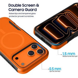 Coque de téléphone magnétique orange personnalisée pour iPhone 18 16 17 Pro Max, étui de protection antichoc pour téléphone portable - Product Image 3