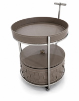 Table d'appoint ronde en cuir et acier inoxydable, avec rangement tressé, pour salon et hôtel, fabrication directe usine, OEM