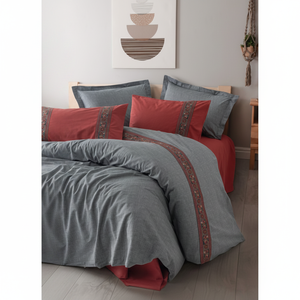 Ensemble de housse de couette double en coton Cotton Box Folk Ark, motif uni, couleur bordeaux Felina, pour usage domestique - Product Image 3
