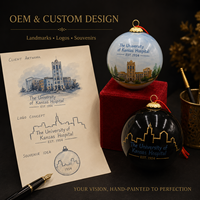 Ornement en verre inversé peint à la main de qualité supérieure, boule de Noël personnalisée faite à la main avec boîte cadeau pour la vente en gros