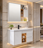 Meuble de salle de bain moderne en bois massif, armoire de salle de bain pratique avec lavabo, rangement et design moderne pour salles de bain domestiques
