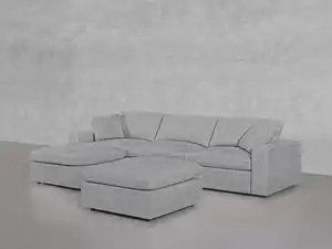 Canapé nuage de salon avec pouf en tissu de lin Lounge Minimalist Moudlar Chaise Sofa sectionnel