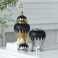 J327 Vase en céramique de style nordique, pot à gingembre en relief, décoration d'art moderne, blanc or, mini vases pour le salon, vase de sol pour fleurs