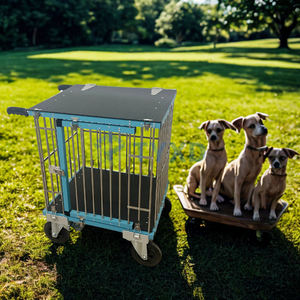 टेक्सड 2025 नए आगमन एल्यूमीनियम कुत्ते ने ट्रोली कार्ट तह पेट परिवहन क्रट बटन बंद प्रदर्शन धातु सामग्री - Product Image 2