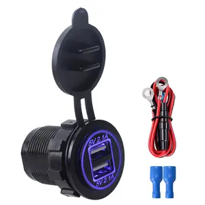 12v/24v Triple 4.2a Usb Outlet Plastic Input 5v 2.1a Output Usb-c Multiple Car Car Charger Fast Charging