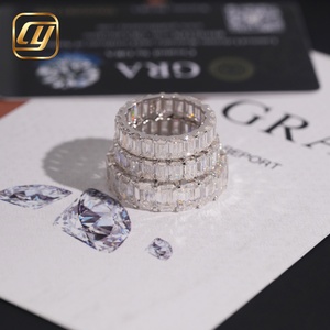 Anillo de plata de ley S925 con circonitas VVS talla baguette, certificado GRA, estilo eternity, para hombre y mujer. - Product Image 2