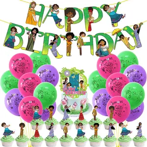 नई Encanto विषय जन्मदिन की पार्टी सजावट जन्मदिन मुबारक पृष्ठभूमि बैनर कार्टून मोबाइल फोनों के लिए चरित्र गुब्बारा केक अव्वल सेट