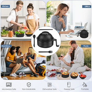 Ensemble de vaisselle personnalisé avec logo, bol à soupe, bol à céréales en plastique, bol à nouilles instantanées, bol à salade pour micro-ondes avec couvercle - Product Image 4