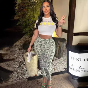 C0243 yeni gelenler moda tasarımcısı baskılı kadın rahat pantolon 2 parça Set - Product Image 1